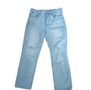 Madewell 28 Jeans The High Rise Slim Crop Boy Jean Distressed Blue Casual Pants